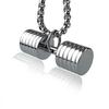 Men's Stainless Steel & Titanium Dumbbell Pendant Necklace - Trendy Sports Fashion Jewelry