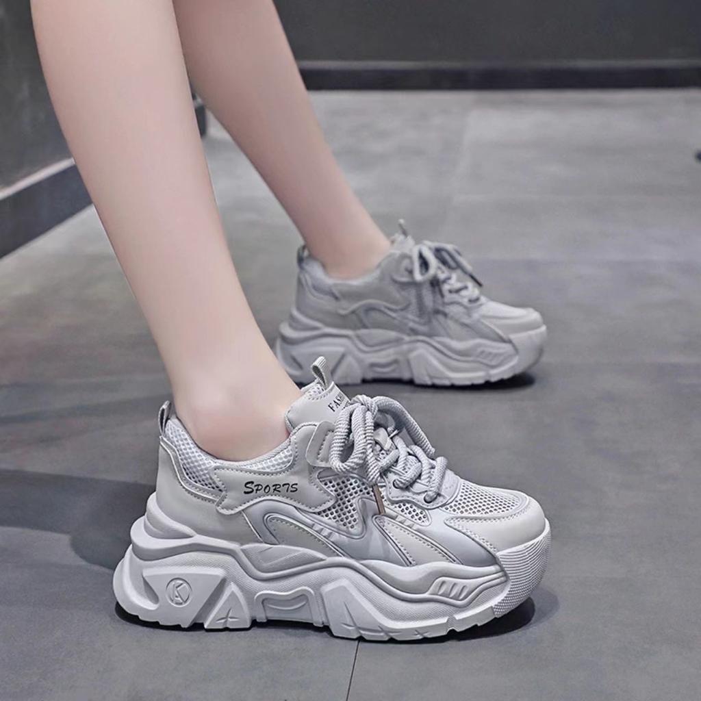 PLOVER Dad Shoes Women's 2025 Summer New Small Thick-soled Heightened Mesh Breathable Soft-soled Casual Sports Shoes