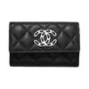 Classic Diamond Quilted Logo Decorated Grain Embossed Calfskin Card Holder Wallet Women Wallet Black AP3717-B14928-94305