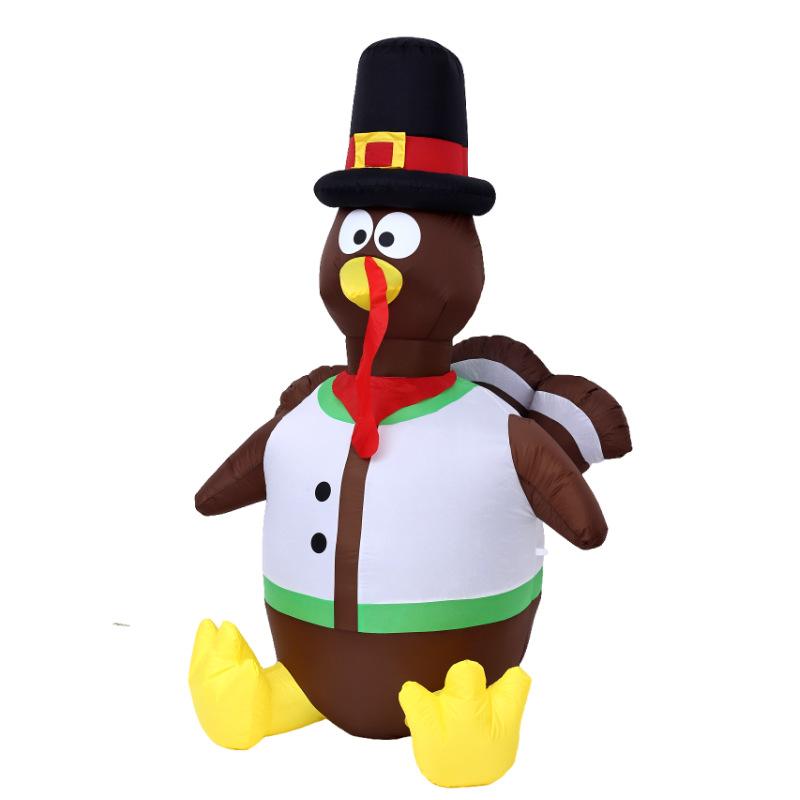 1.8M Inflatable White Turkey with Colorful Lights Thanksgiving Yard Decoration