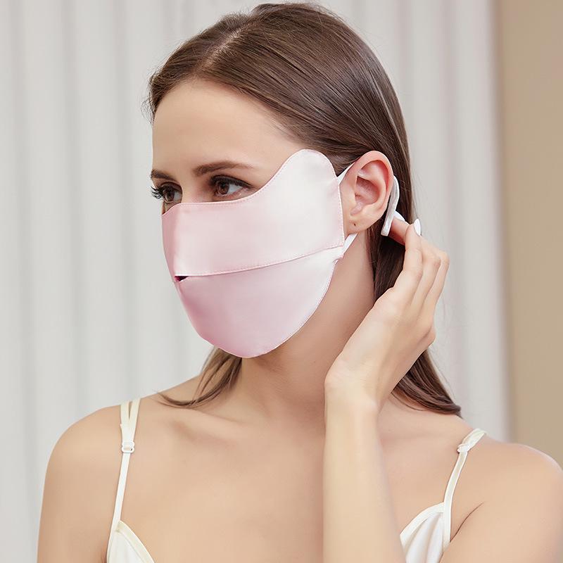Silk Sunscreen Mask for Sensitive Skin - Blush Gradient, Breathable UV Protection, Full Face Coverage with Mulberry Silk Eye Corners.