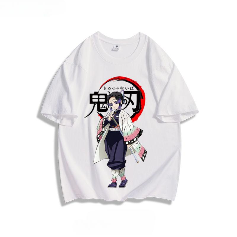Popular anime demon slayer print 100% pure cotton short sleeved summer men's outdoor casual fashion comfortable streetwear