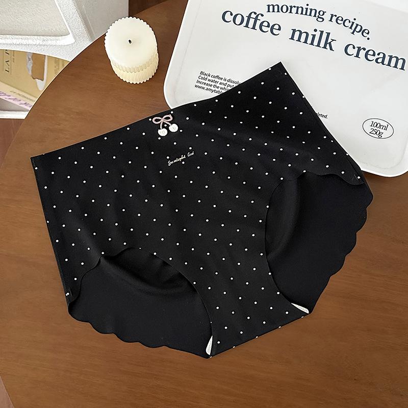 Women's Summer Sweet Polka Dot Print Ice Silk One Piece Trackless 10A Antibacterial Crotch Triangle Briefs