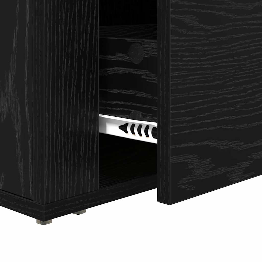 Nightstand Black Oak Look 35 X 60 X 50 Cm Engineered Wood