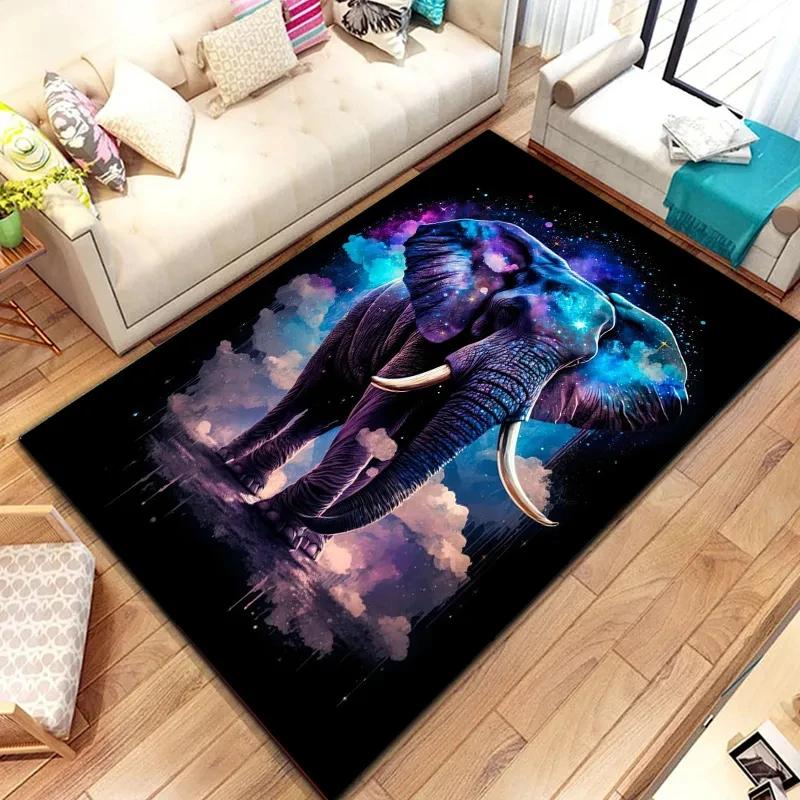 Fantasy Elephant Pattern Area Rug, Magic Wild Animal Anti-slip Carpet for Living Room Bedroom Home Decor Mat Room Decor Doormat