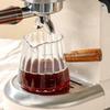 Glass Milk Frothing Cup 180Ml with Wooden Handle Double Measurement Lines and Pour Spout Espresso Shot Glass for Coffee Station Kitchen Tasks