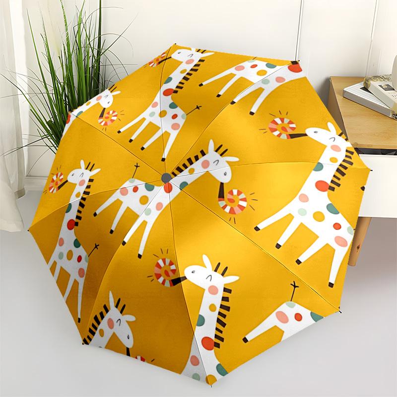 

1pc Giraffe Pattern Automatic Opening/Closing Umbrella with Operation & Windproof Canopy - Folding Design, Holiday Gift yy260225141