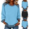 Women Denim Collar Patchwork Stitching Sweatshirt Casual  Pullover Long Sleeve Shirts