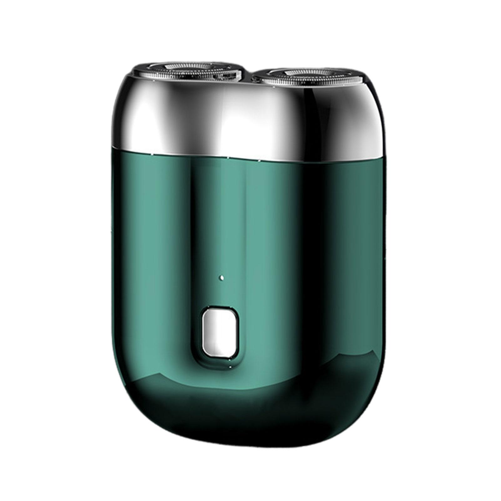 

Мини-электробритва с двойной головкой, USB-перезаряжаемая, водонепроницаемая, дорожная, роторная бритва, портативная, для мужчин, триммер для бороды, электрическая бритва зелёный