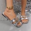 Large size butterfly slippers women's new silver versatile soft sole comfortable to wear with sandals