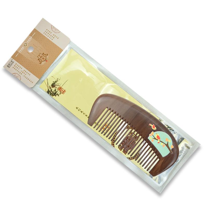 Mandarin Ducks Hand-Painted Peach Wood Hair Comb for Daily Use