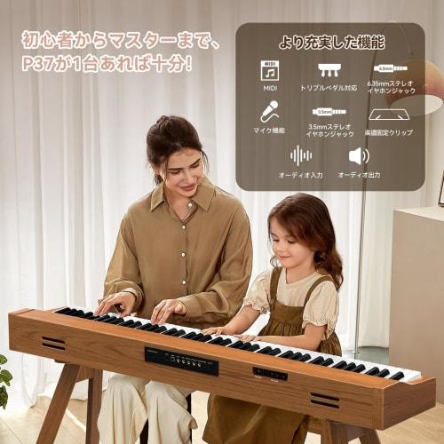 TERENCE Digital Piano, 88 Keys, Hammer Action Keyboard, 20W Dual Speakers, Wooden Stand, Integrated Keyboard, Touch-Response Keyboard, Audio/MIDI/Mic