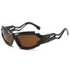 SO&EI Ins Popular Fashion Cat Eye Sports Driving Sunglasses Men Vintage Punk Gradient Mirror Goggles Women Hollow Shades UV400