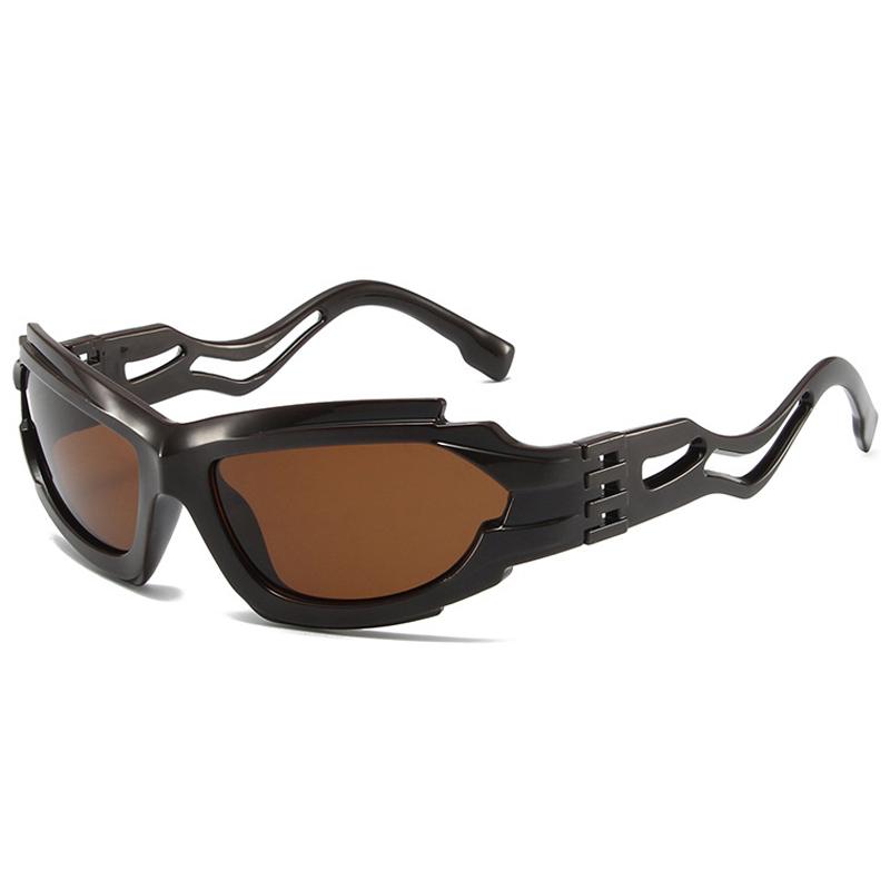 SO&EI Ins Popular Fashion Cat Eye Sports Driving Sunglasses Men Vintage Punk Gradient Mirror Goggles Women Hollow Shades UV400