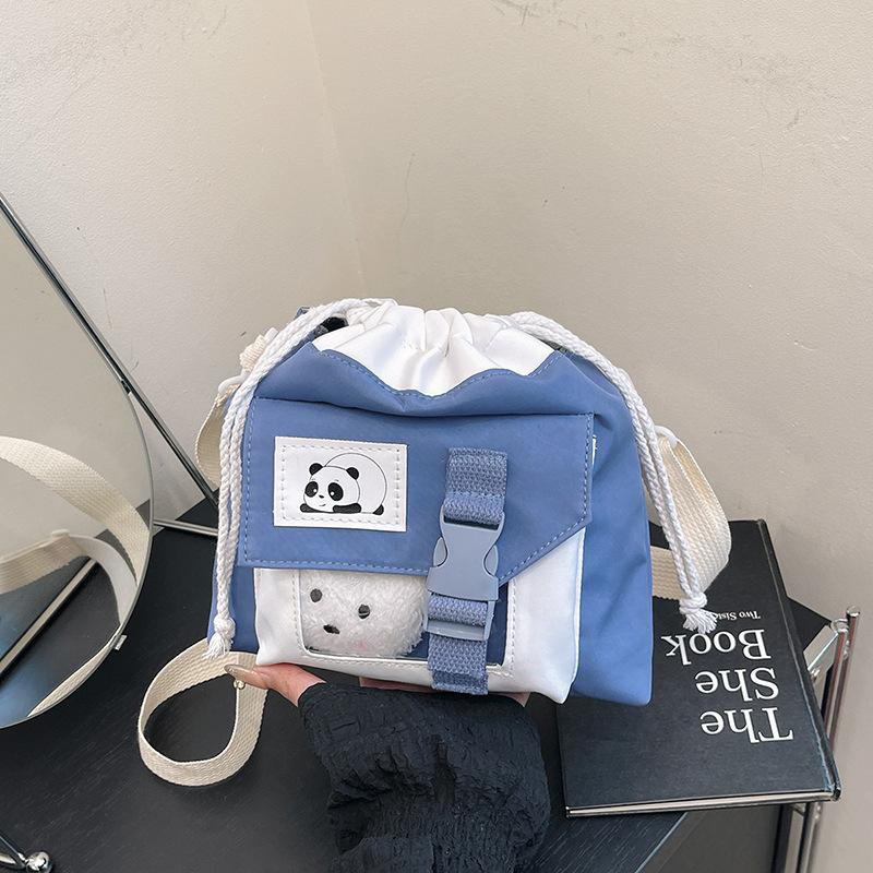 Spring cute small bag messenger bag new Japanese girl Harajuku student canvas bag shoulder bag bucket bag