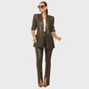 RC3090 Women's V-Neck Leather Split-Leg Pants Suit - European & American Style