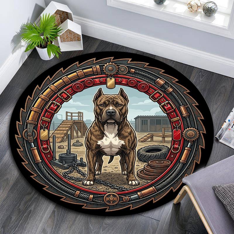 Mechanical Dog Strength Round Area Rug Under Office Chairs Bedroom Living Room Home Decor