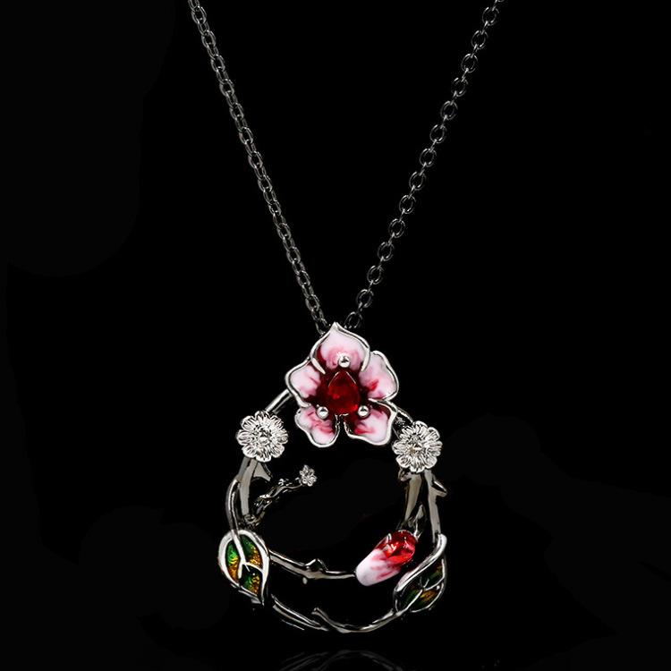 European and American Black Gold Plated Two-color Dark Rose Ring Necklace Stud Earrings, Fashion Three-piece Jewelry 2026