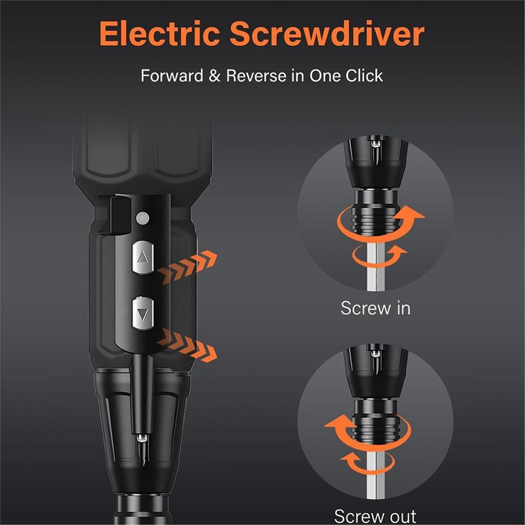 Electric Screwdriver Cordless, Rechargeable Power Screwdriver Set, Portable Repair Screwdriver Kit with LED Lights