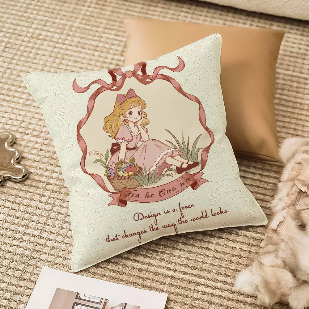 

Cute girl Pillow Case Anti-dustmite Invisible zipper Sofa Bed 12x12Inch