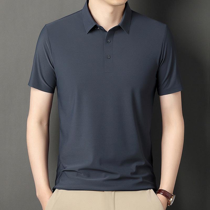 2024 Men's Summer Seamless Short-Sleeve Polo Ice Silk Stretch Shirt