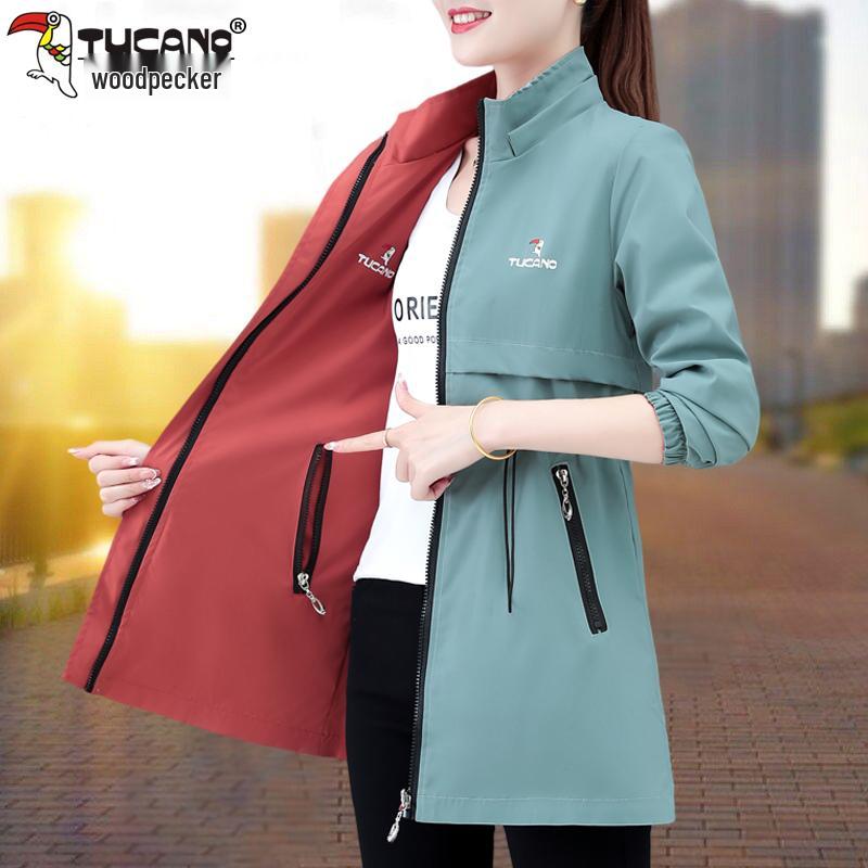 Women's Double-Sided Trench Coat - Spring/Autumn 2025 Fashion, Mid-Length for Middle-Aged Moms