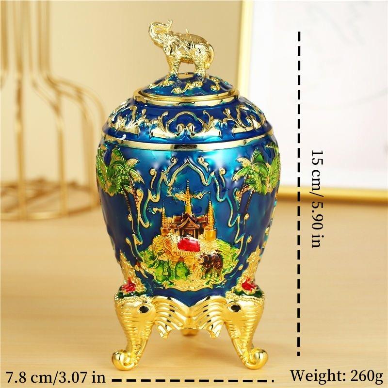 Automatic Push-type Toothpick Box Alloy Elephant Toothpick Holder Dresser Desktop Organizer Display Party Decoration Unique Gift