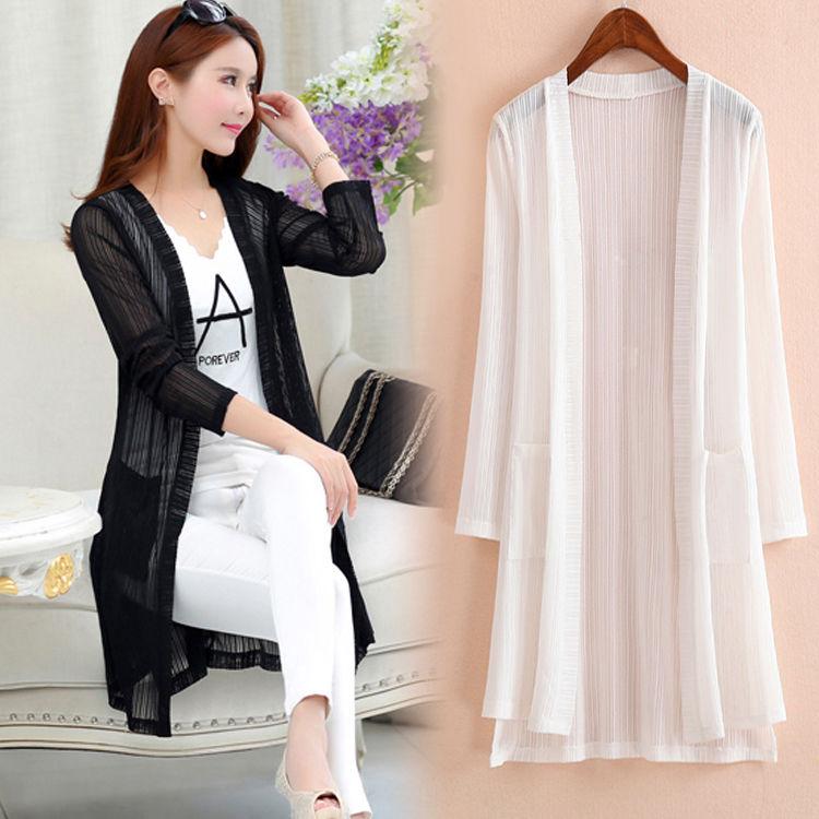 Summer Mesh Sun Protection Clothing for Women Lace Mid-length  Thin Stylish Long Sleeved Shawl