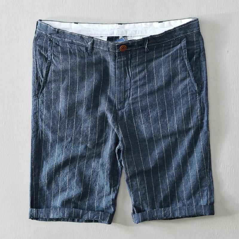 Summer Fashion Striped Men's Shorts Breathable Beach Baggy Short Pants Harajuku Style Daily Casual 55linen45cotton Shorts Youth