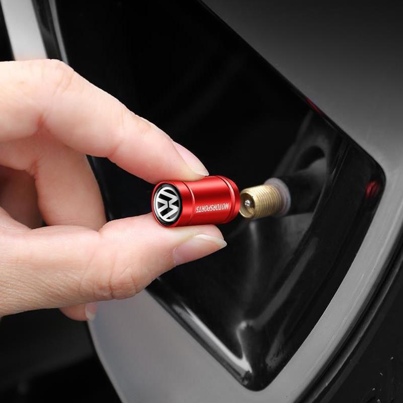 2026 Hot Valve Stems Caps 4PCS 3D Metal Tire Valve Caps Car Tyre Air Stems Cover Decorate For VW Volkswagen GTI Golf 7 Passat R Polo Pass ET1