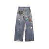 RogueWave Neue 3D-Ketten-Print Baggy Jeans für Männer und Frauen Lässige Baggy Straight Denim-Hose High Street Weitbein Y2K Jeans