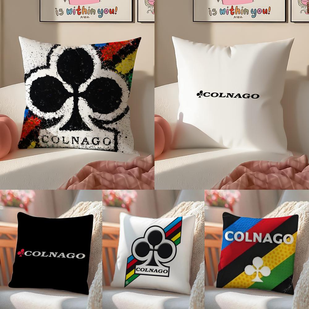 Racing C-ColnagoS Bicycle Logo Cushion Cover Pillowcase Short Plush Invisible zipper Room Sofa Cushion Cover