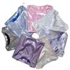 Top Corto Scintillante Stile Coreano - T-shirt da Performance Trendy Luminosa a Maniche Corte Larghe da Donna