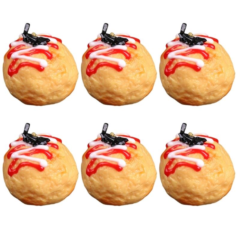 

6Pcs Realistic Simulation Takoyaki Models Atificial Grilled Meat Balls Models for Kitchen Shop Display Photography