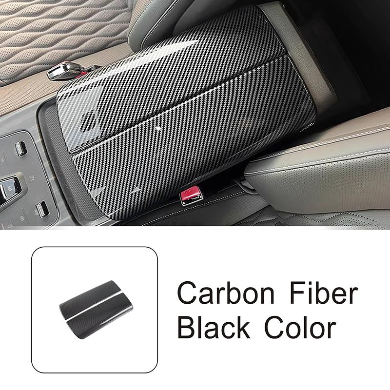 Car Styling Center Console Armrest Box Panel Decoration Cover Trim For BYD Han  Carbon Fiber Color Interior Accessories 2 pieces