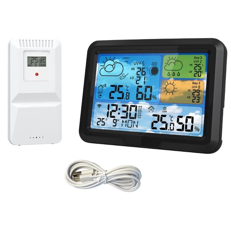 

WiFi Connect Weather Stations Digital Thermometers Hygrometer Weather Clock Calendar Atmospheric Pressure Monitor Device 1
