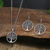 3-piece Vintage Ethnic Style Women's Jewelry Set: Antique Silver Tree of Life Pendant Earrings and Necklace, Simple and Unique Accessories