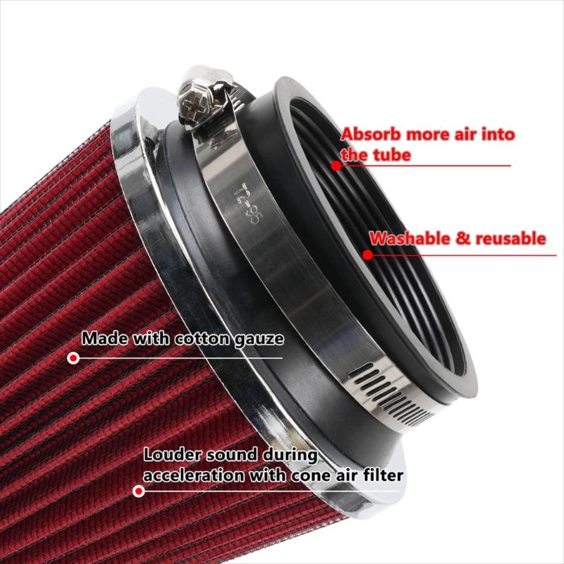Auto-Hochdurchsatz-Luftfilter Kaltluftansaugung Universelle Filter 3" 76mm für Sport-Rennwagen Motorluftansaugung
