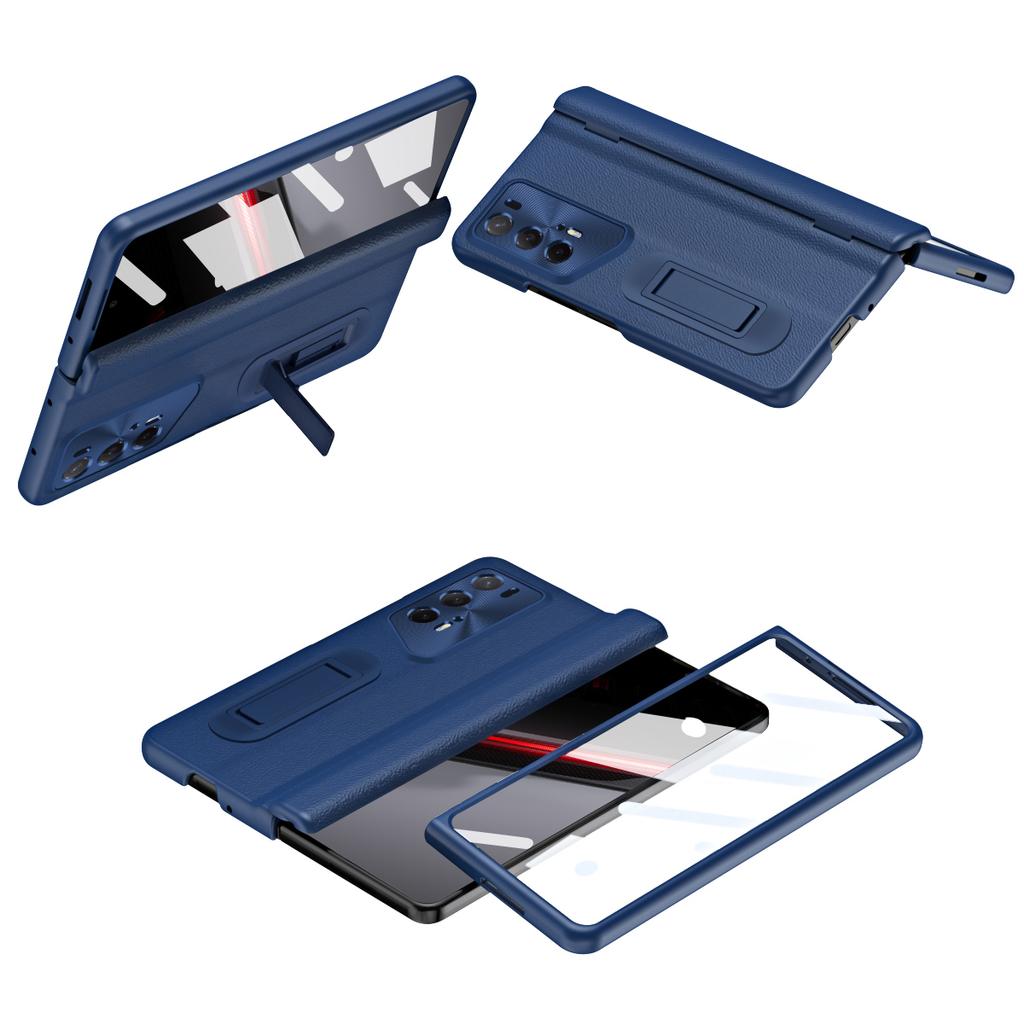 For Honor Magic V2 RSR Porsche Design Case Hinge Protection Leather+PC Phone Cover with Tempered Glass Film