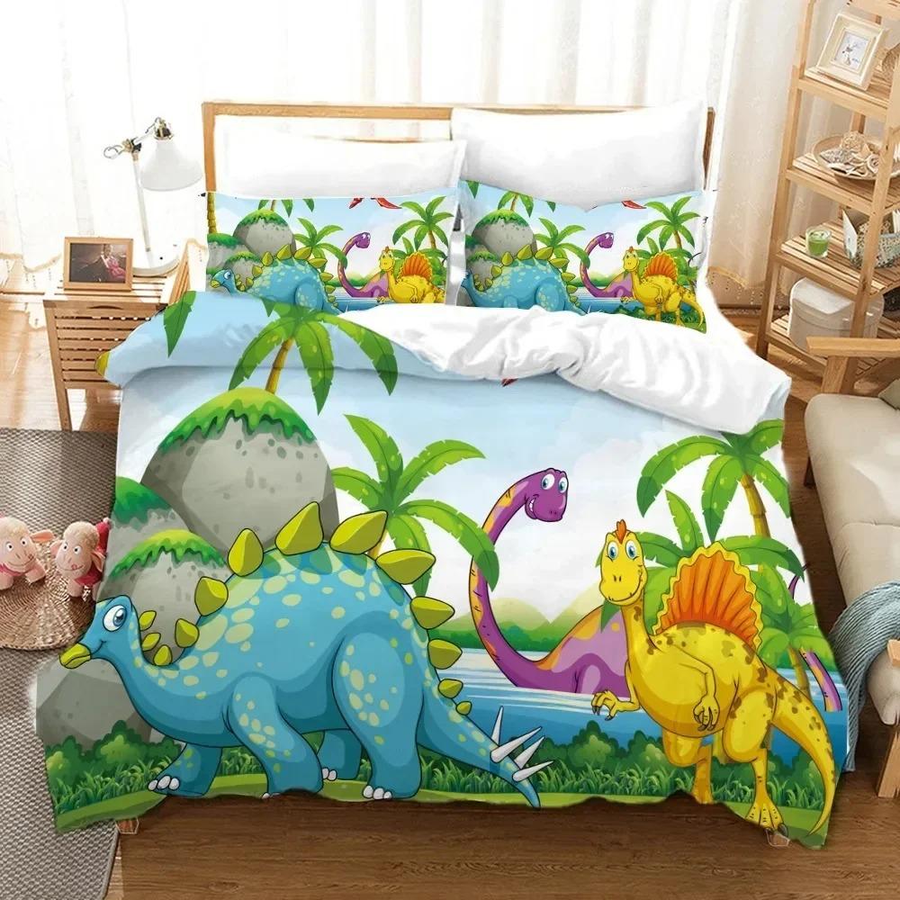 

Duvet Cover Pillowcase Dinosaur Bedding Set Adult Boy Girl Bedroom Decor Kids Single Double Large comforter sets 135x200cm