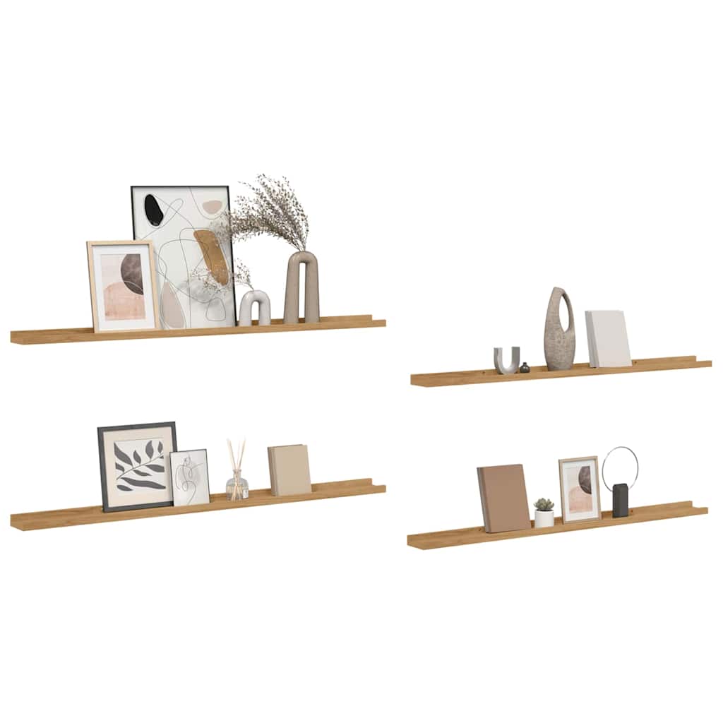 Wall Shelf with Shelf 4 pcs Brown 115 x 9 x 3 cm Particleboard