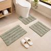 Chenille Bathroom Mat Set, Water Absorbent Toilet Floor Mats, Non‑Slip Bath Mat With U‑Shaped Toilet Rug For Home Bathroom