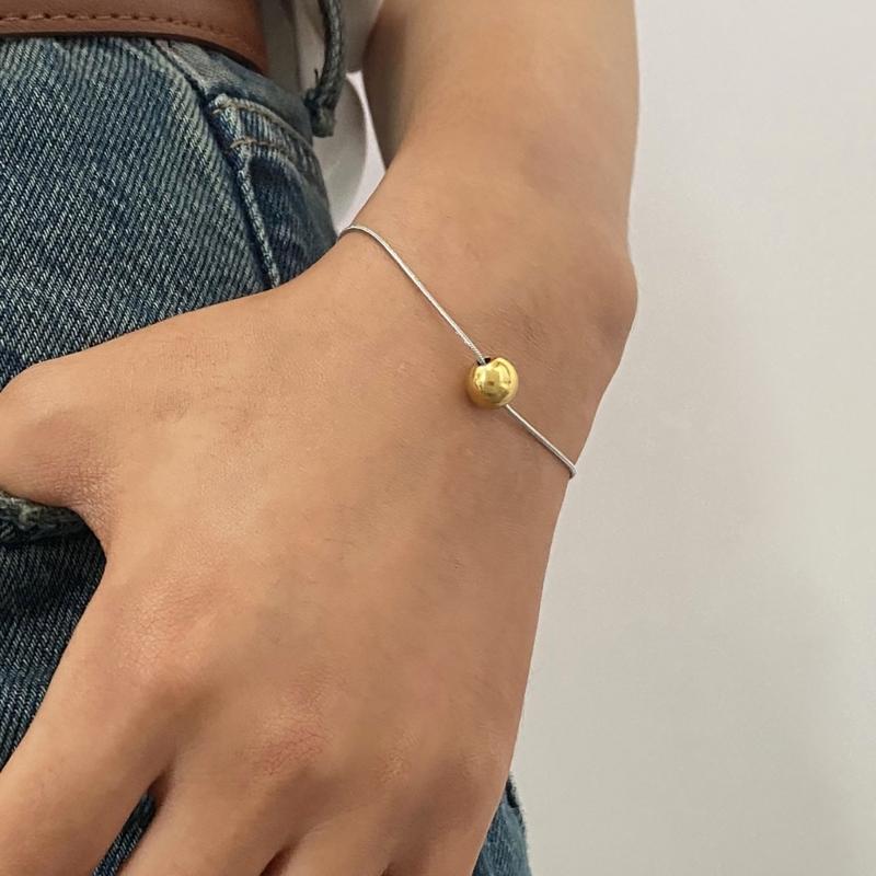 Delicate Stainless Steel Adjustable Necklace and Bracelet Set for Unisex with Round Sphere Pendant Luxurious Jewelry