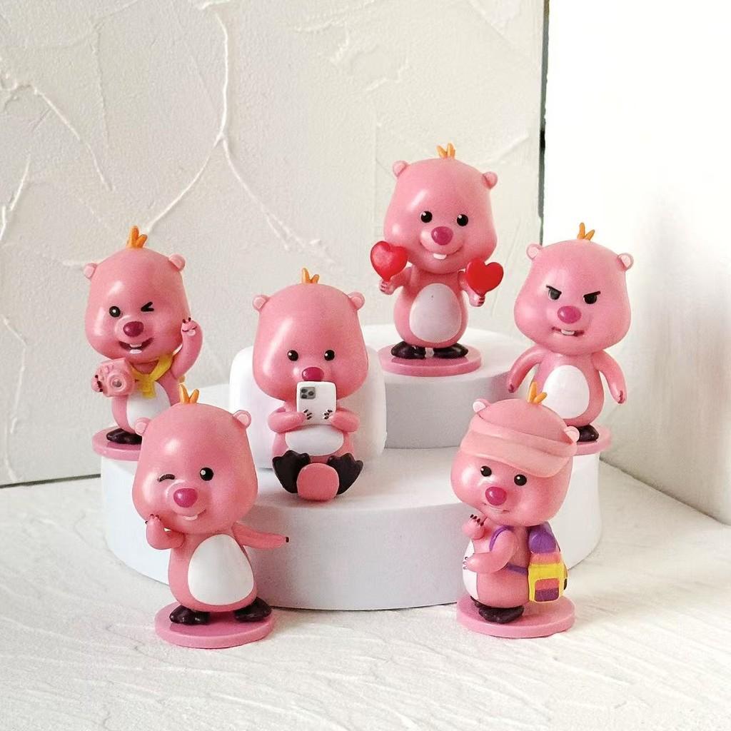 Cute Pvc Loopy Beaver Toys Models Set For Travel Gift And Girls Decoration Room