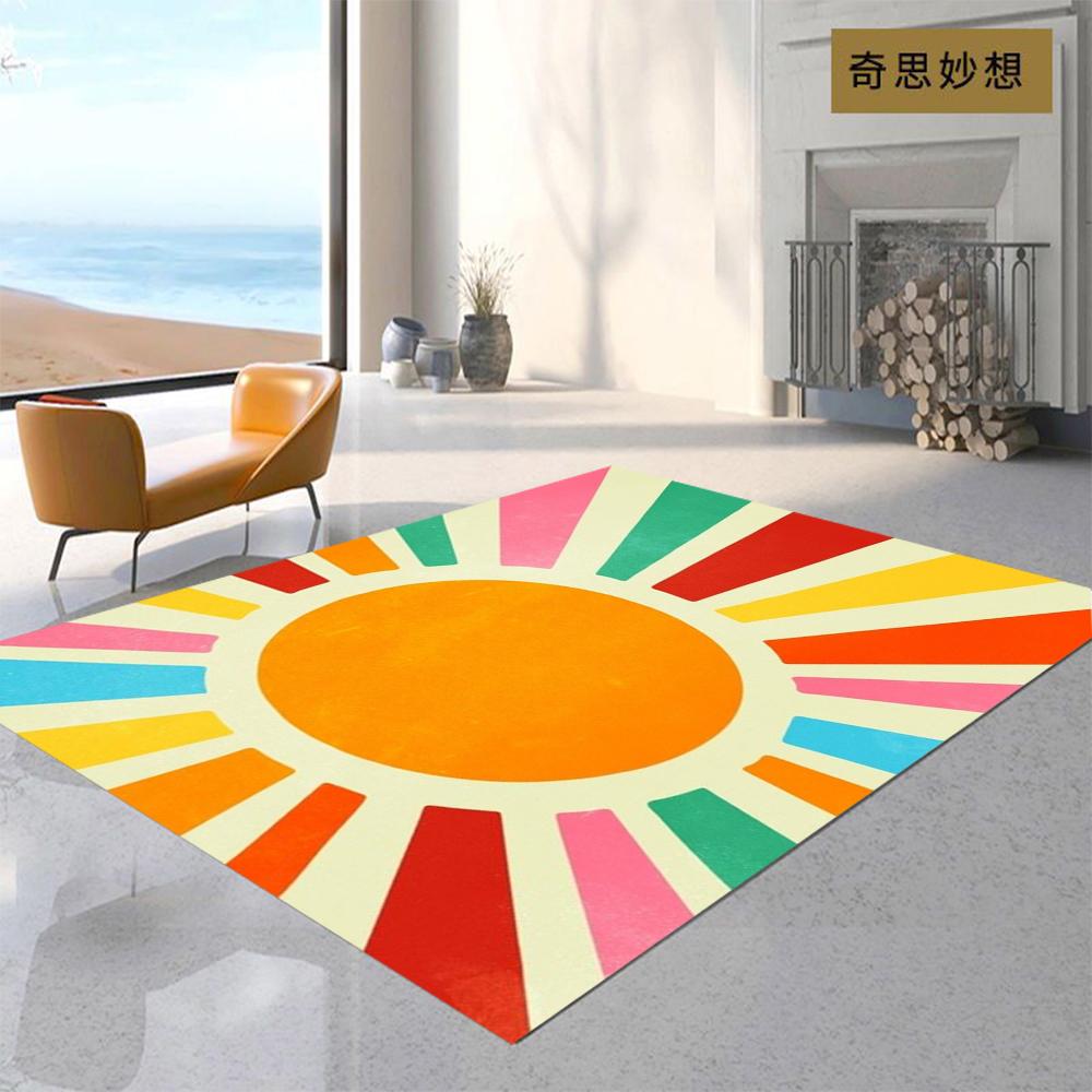 Boho Rugs Area Rug for Living Room Rainbow Kids Rug Non-Slip Sunshine Carpet Ultra Soft Rug Dining Room Christmas Gift for Kids