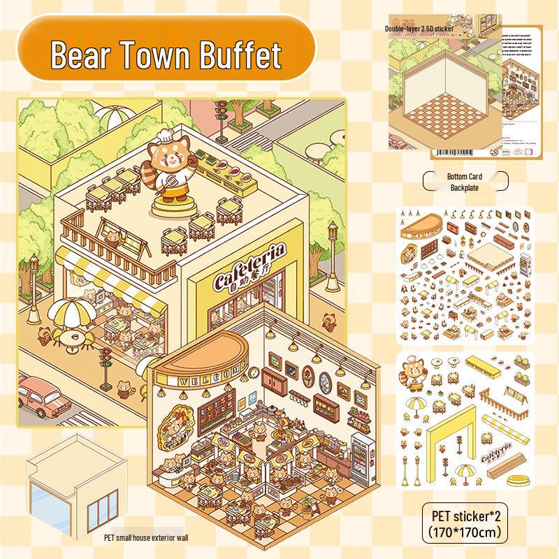 Набор двухслойных 3D мультяшных наклеек с пейзажем - Большие, Милые, Предварительно вырезанные для журналов