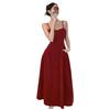 French retro red velvet suspender dress spring and autumn high waist slim fit medium and long bottom skirt women's dress skirt