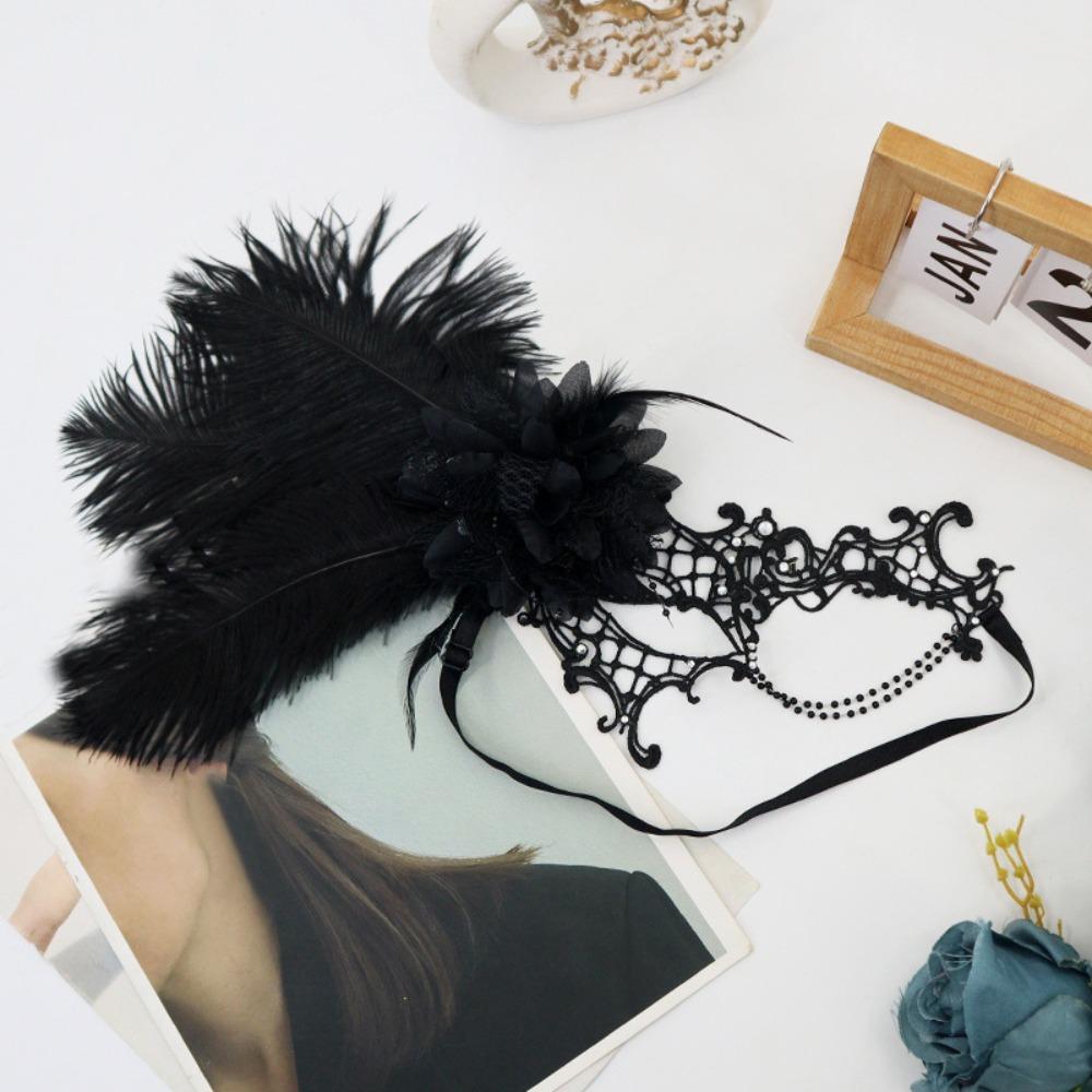 Gradient Color Half Face Mask Handmade Cosplay Masquerade  Cosplay Festival Party чёрный