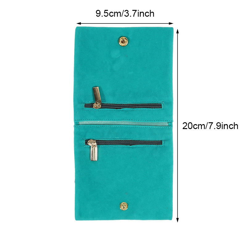 Pochette à Bijoux en Velours Fermeture à Bouton Pression Sac de Rangement pour Bracelets Colliers Boucles d'Oreilles Double Compartiment Sacs d'Emballage Cadeau Pour Femmes