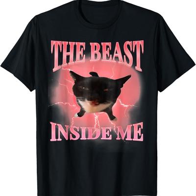 Lustige Katzen Humor Das Biest in mir Niedliche Alberne Katze Meme Herren Damen T-Shirt(1)